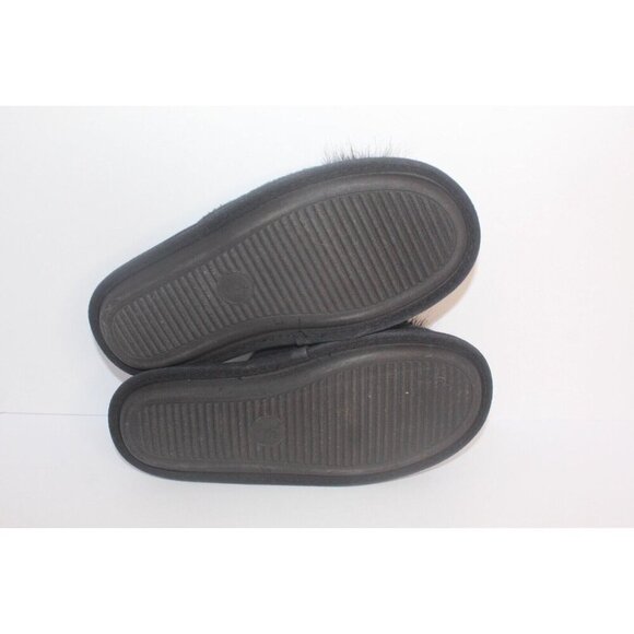 Victoria's Secret Black Knit Embroidered Pop Pom Slippers Slip On Women's Large - Picture 7 of 10